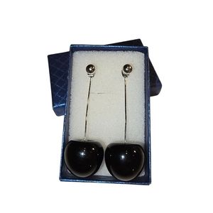 Stradivarius Silver and Black Drop Earrings